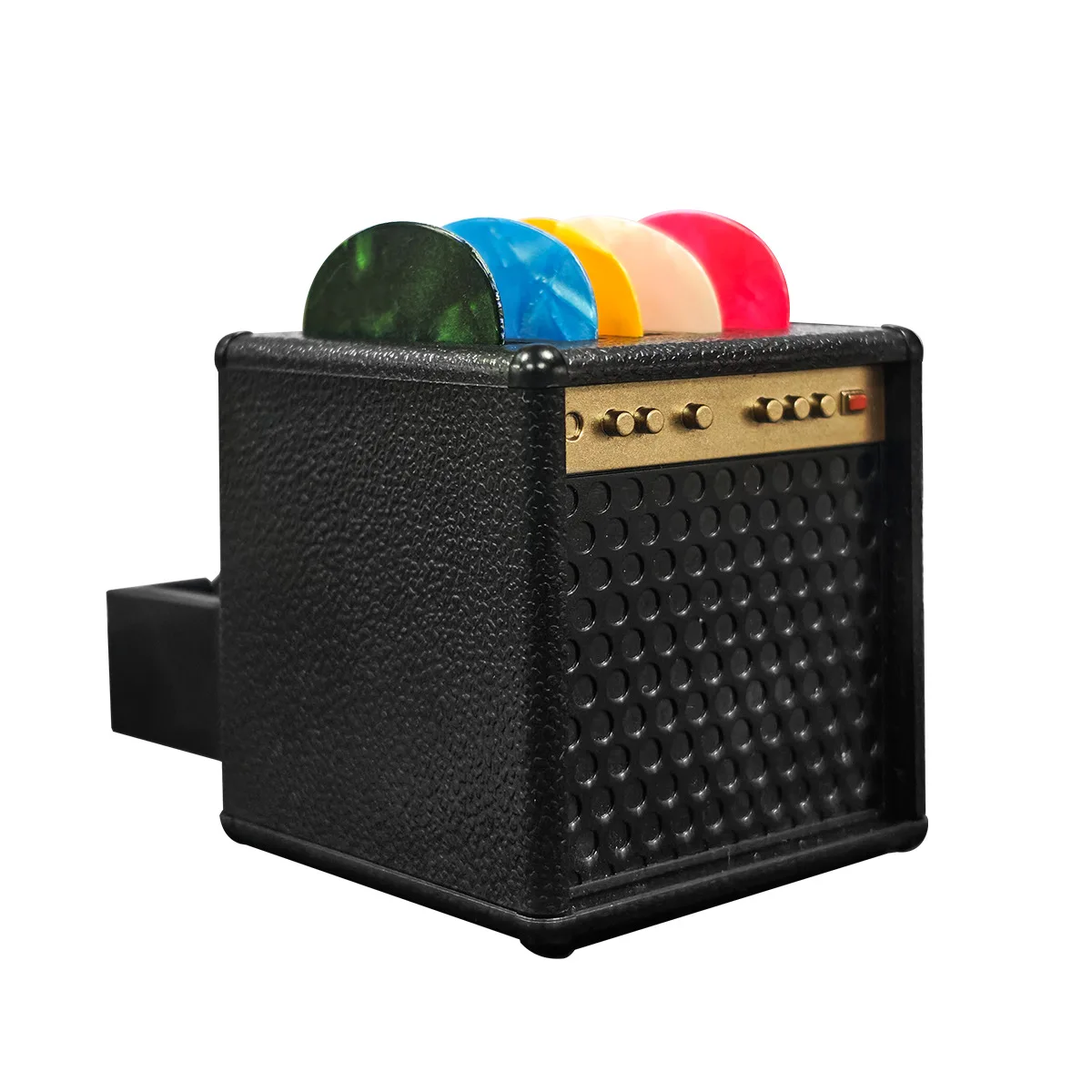 Vintage Guitar Pick Holder – Portable Storage Case with Color-Coded Compartments, Durable Plastic, Ideal Gift for Guitar Players