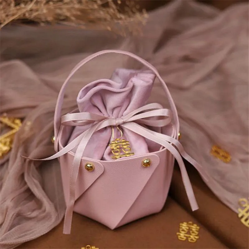 

Leather Cloth Bags Wedding Candy Bags Festival Supplies Bundles Portable Small Gift Packaging Bags