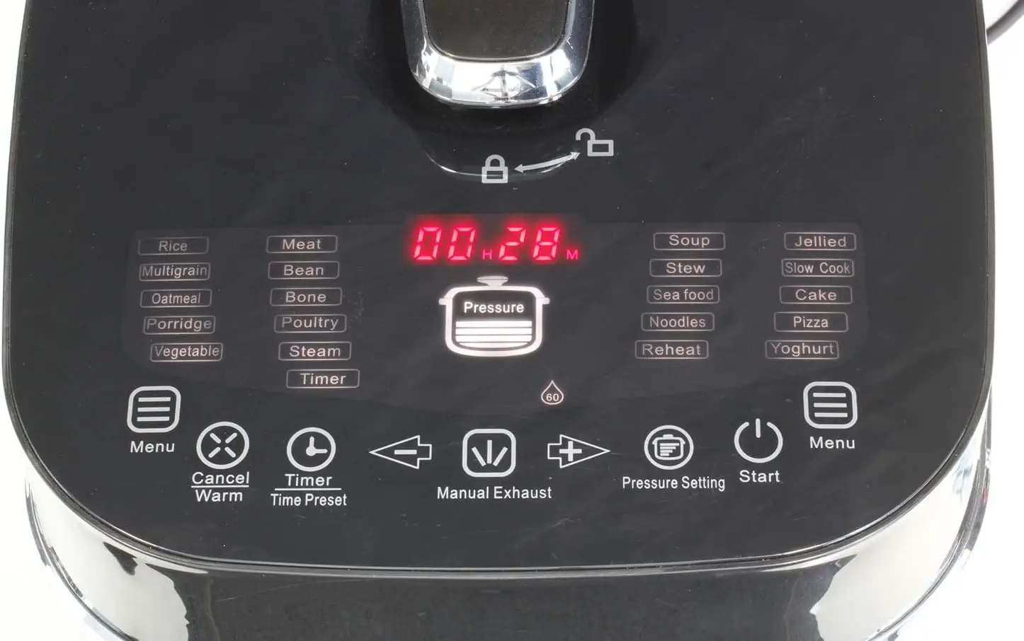 Healthy Cuisine 6 QT (5.7 Liter) Electric Induction Heating Digital Pressure Cooker Large Cooking Basket LED Screen with Touch S