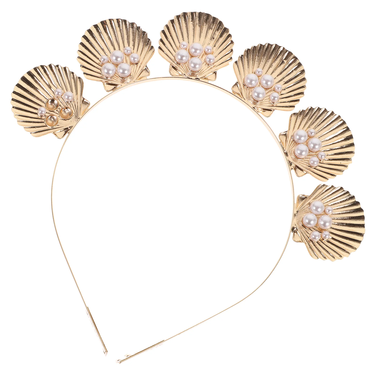 Pearl Head Band Hair Pearls Women Headband Mermaid Seashell Tiara Golden Hairband Seaside