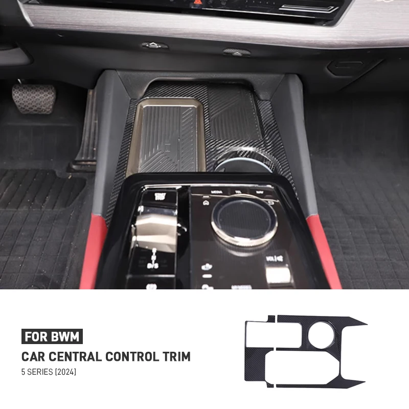 

For BMW 5 Series G60 2024 Real Carbon Fiber Car Center Console Water Cup Holder Frame Trim Stickers Cover Decorative Accessories