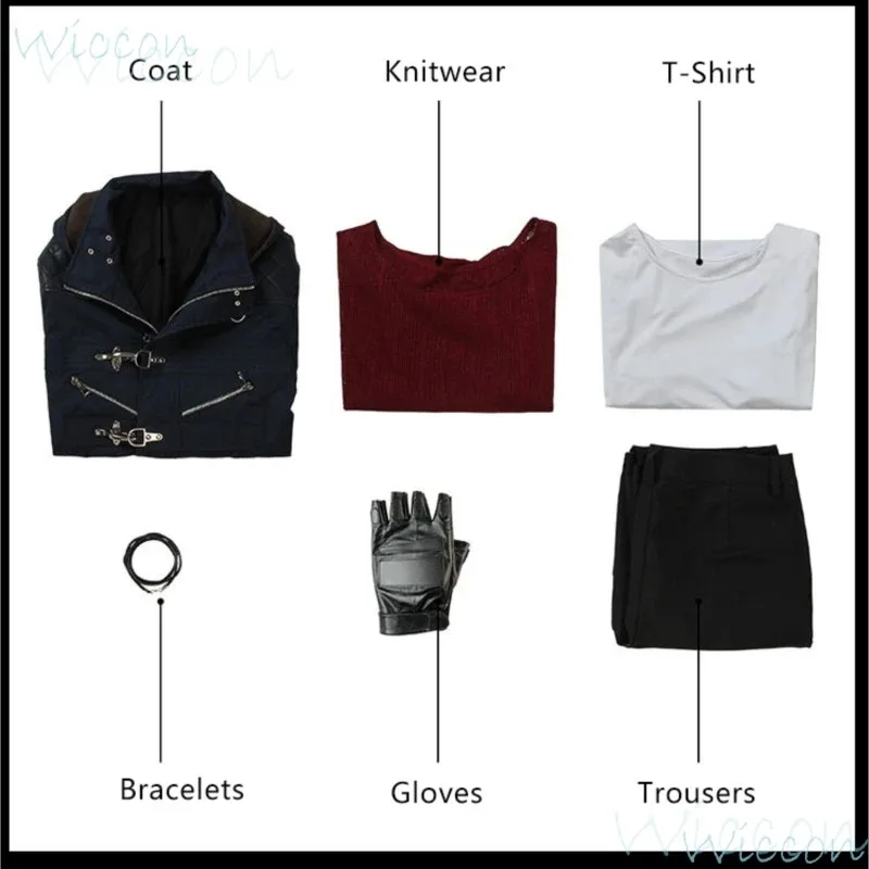 Juego Nero Cosplay Devil May Cry 5 Cos disfraz blanco gris peluca traje Comic-Con uniforme traje de fiesta de Halloween para hombres abrigo guantes;