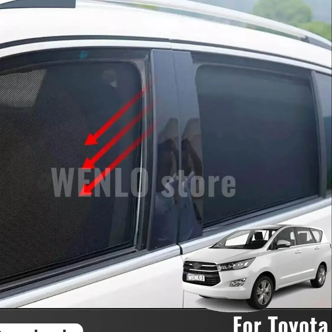 

For Toyota INNOVA AN140 2016-2021 2022 2023 Rear Side Window Sun Shade Car Sunshade Magnetic Front Windshield Mesh Curtain