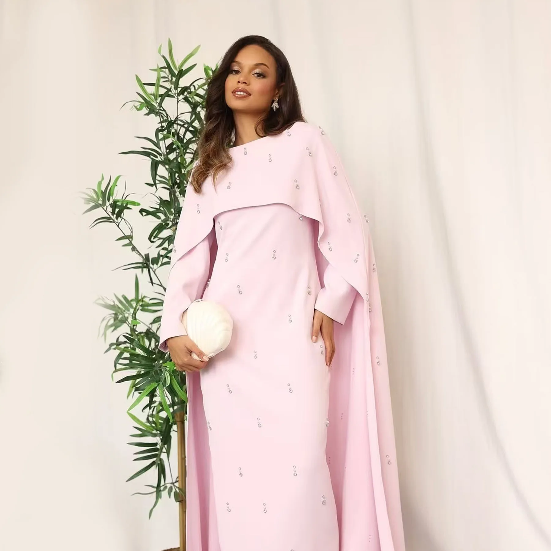 Beaded Dress Elegant Faux Two-Piece Dress Midi Pearl Embellished Dress Chic Evening Formal Outfit For Women Party Wear