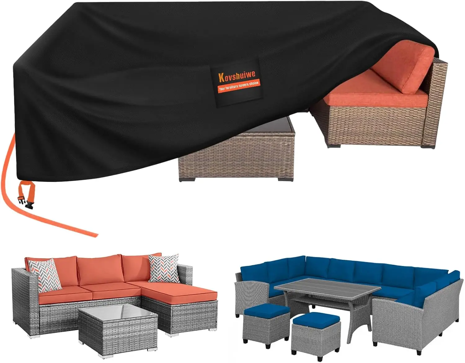 

Rectangular Patio Heavy Duty Table Cover -Patio Covers for Shade and Rain, 600D Tough Oxford Cloth Waterproof Outdoor