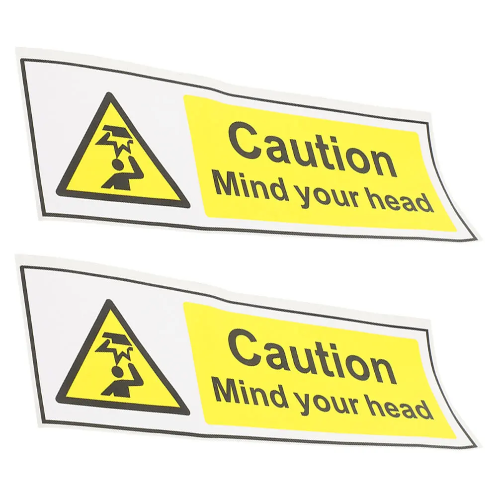 2Pcs Warning Label Stickers Self Adhesive Durable Watch Your Head Low Ceiling Sign Caution Safety Decal Watch Your Head Sign
