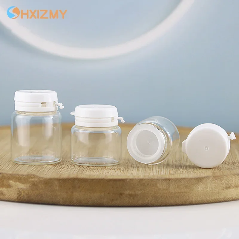 2/5 pces garrafa transparente de viagem vazia essência à prova de vazamento engarrafada com recipientes cosméticos de vidro flip-top removedor de maquiagem & loção