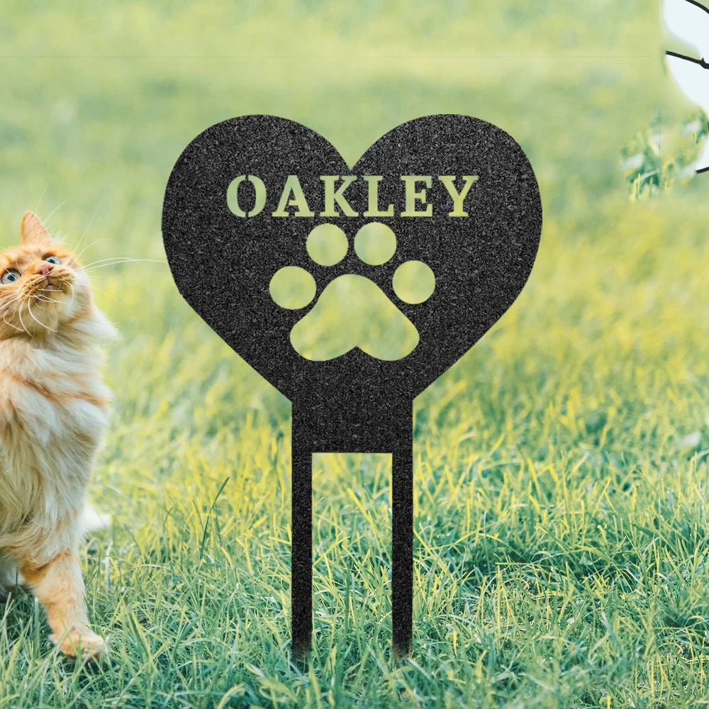 

Custom Pet Memorial Plaque Personalized Gifts for Pet Loss Pet Garden Stake with Heart and Paw - Pet Grave Marker Metal Garden