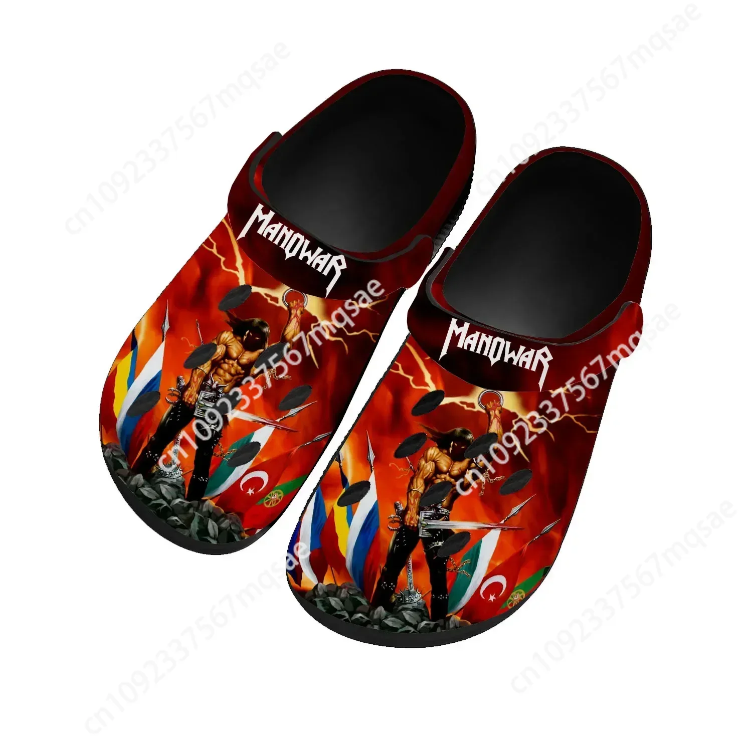 

Manowar Band Home Clogs Custom Water Shoes Mens Womens Teenager Shoe Garden Clog Customized Breathable Beach Hole Slippers Black