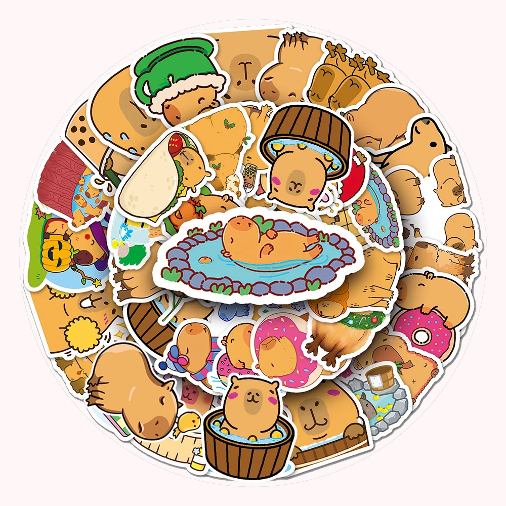 

10/30/50pcs Funny Capybara Animal Stickers Waterproof Graffiti Sticker Car Bike Motorcycle Diary Scrapbook Guitar Phone Decals