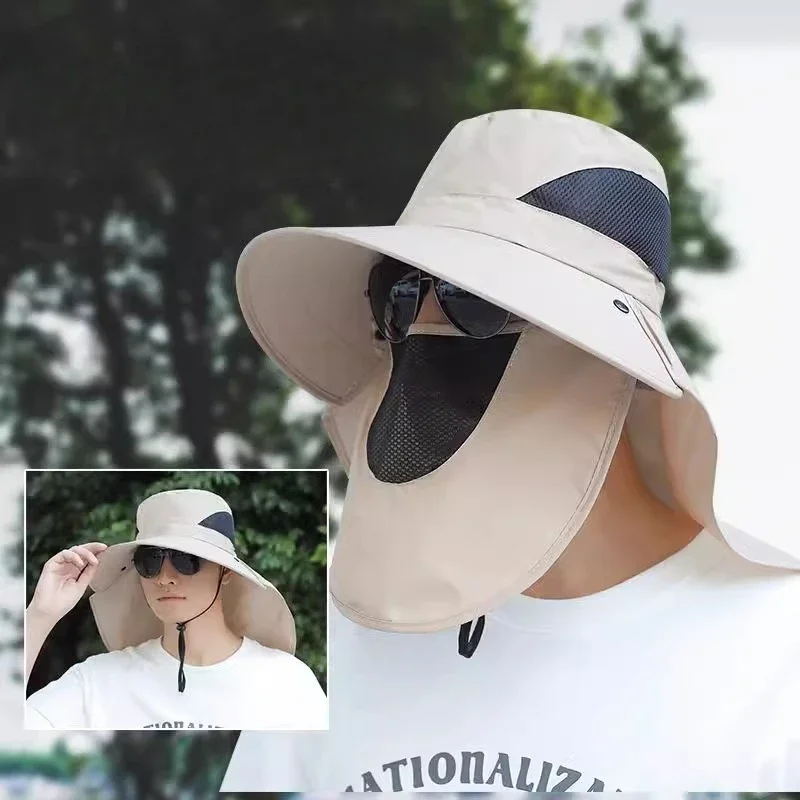 Outdoor Surfing Hiking Camp Beach Sun Cap Fisherman Fishing Hat With Face Cover Neck Flap Women Men Wide Brim Bucket Hat