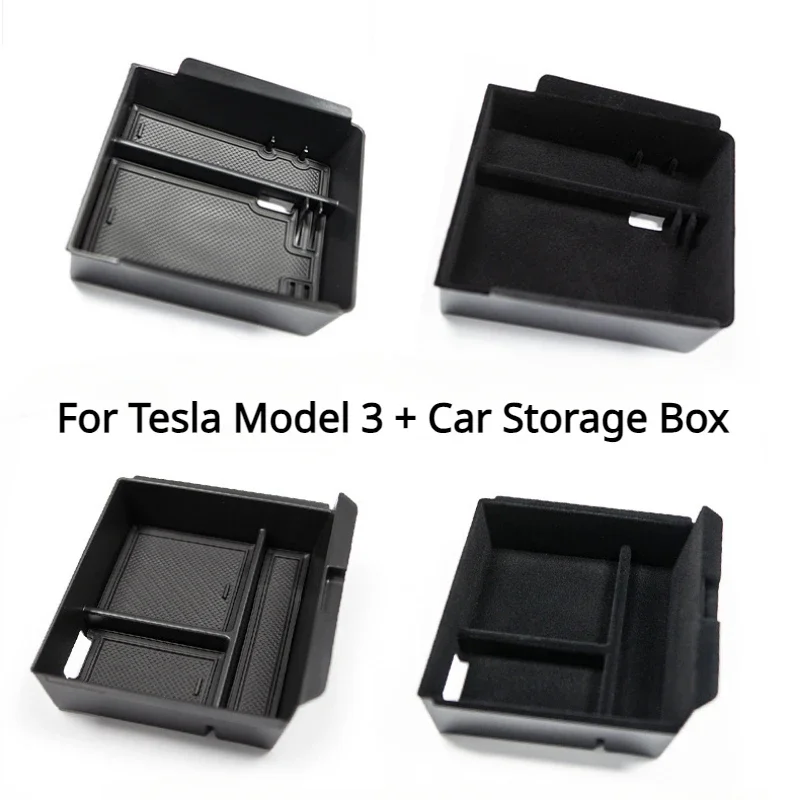 For New Tesla Model 3+ Highland 2024 Car Storage Box Central Control Organizer Armrest Box Car Storage Decorative Accessories