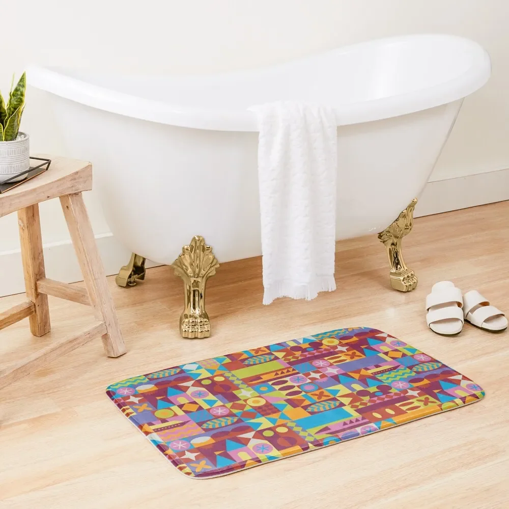 

Retro Color Blocks Bath Mat Rug Bathroom Home Decor Mat