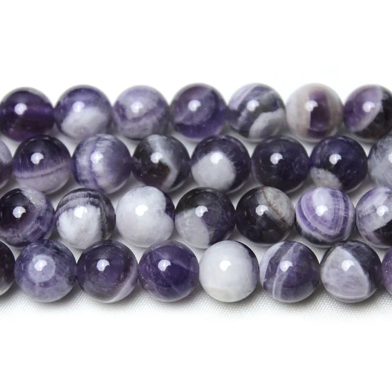 Natural Stone Dream Lace Color Purple Amethysts Round Loose Spacer Beads 15
