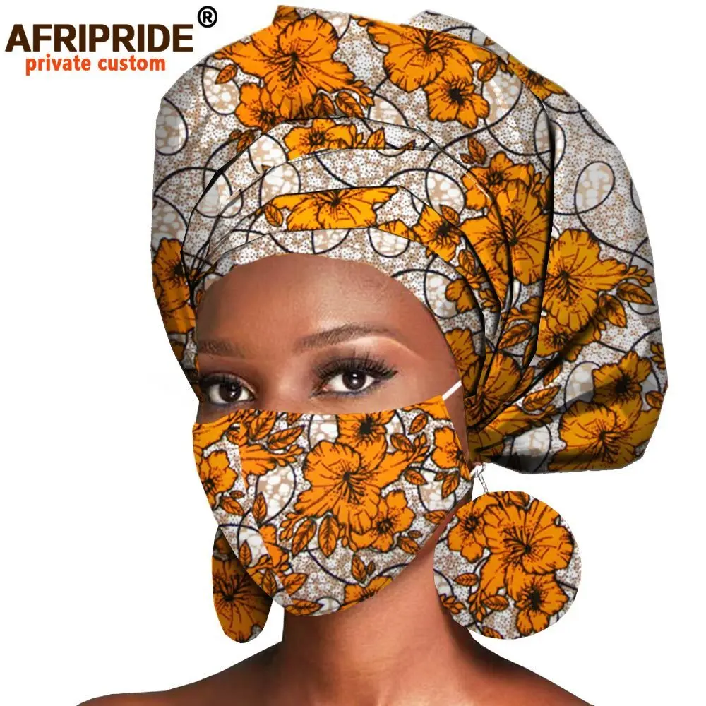 Diadema africana, pendientes, accesorios para el cabello, bufanda, capó, tela de cera Ankara, turbante para la cabeza, pañuelo africano, máscara,