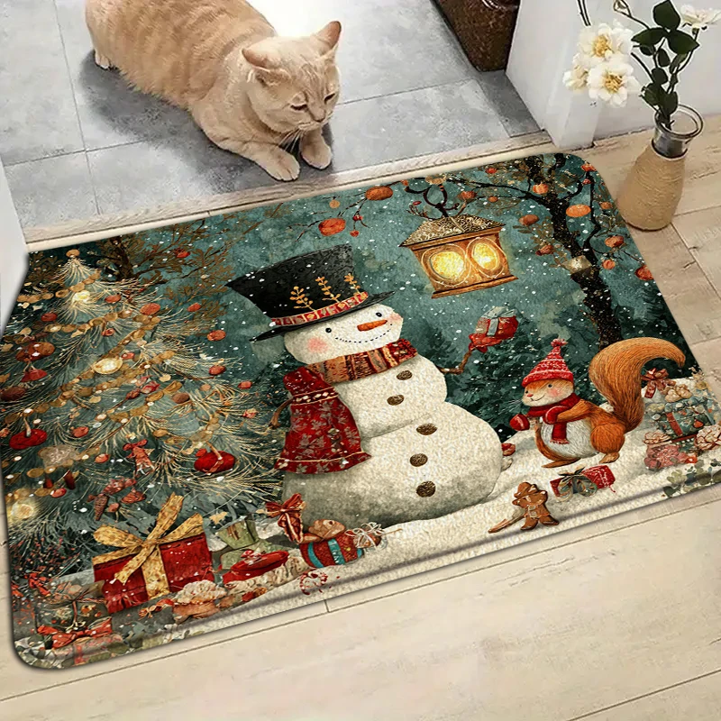 

Cartoon Santa Claus, snowman Doormat Merry Christmas Floor Mat Home Decorative Living Room Rug Anti-Slip Mat Kitchen Carpet