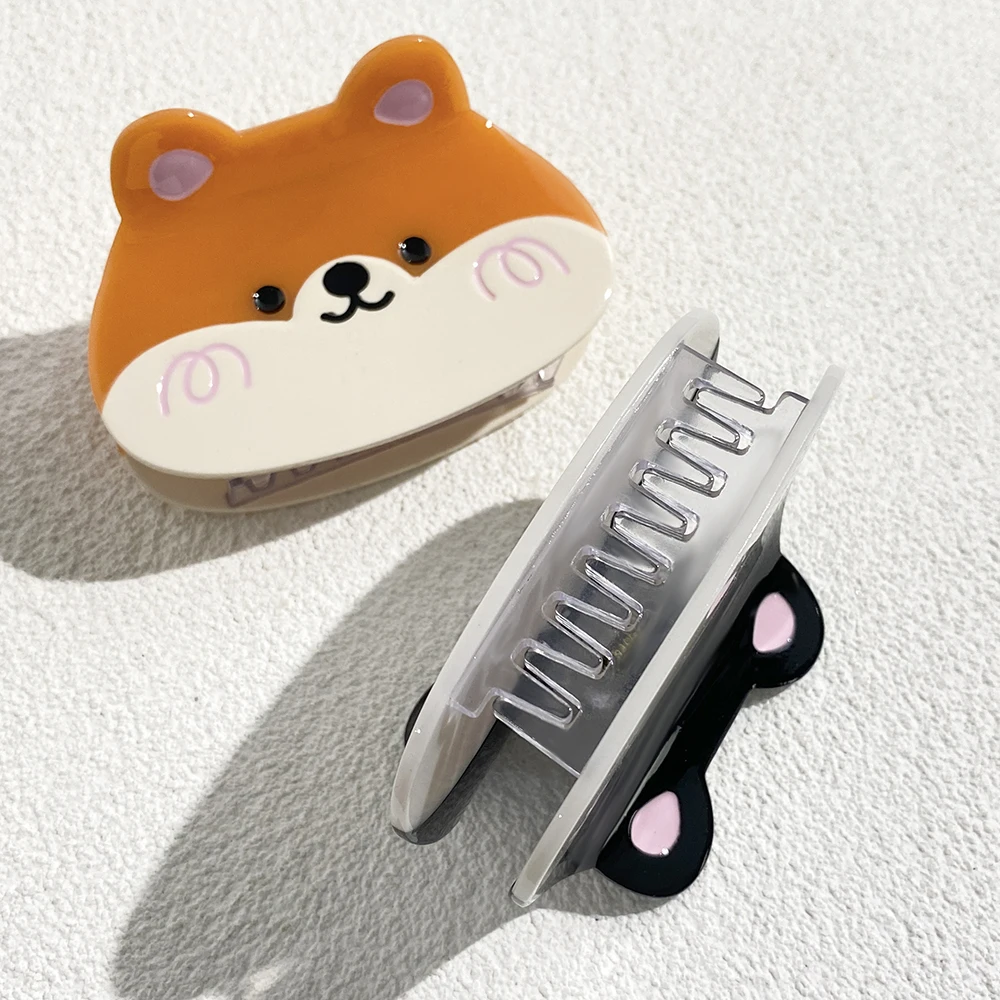 AENSOA New Original Design Shiba Lnu Hairpin Cute Cartoon Dog Acetic Acid Hair Accessories Animal Niche Shark Clip Female INS