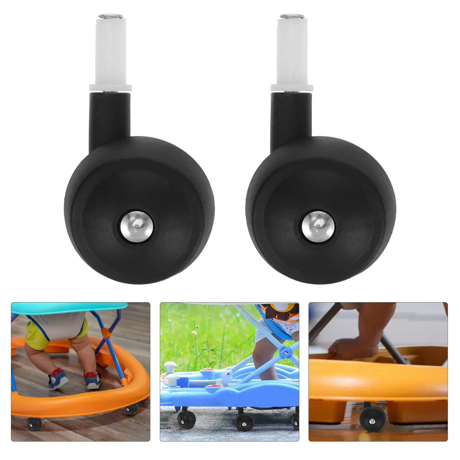 

4Pcs Easy Install Plug-in Baby Stroller Wheels Universal Swivel Casters for Walkers Furniture Carts Bed Replacement Parts