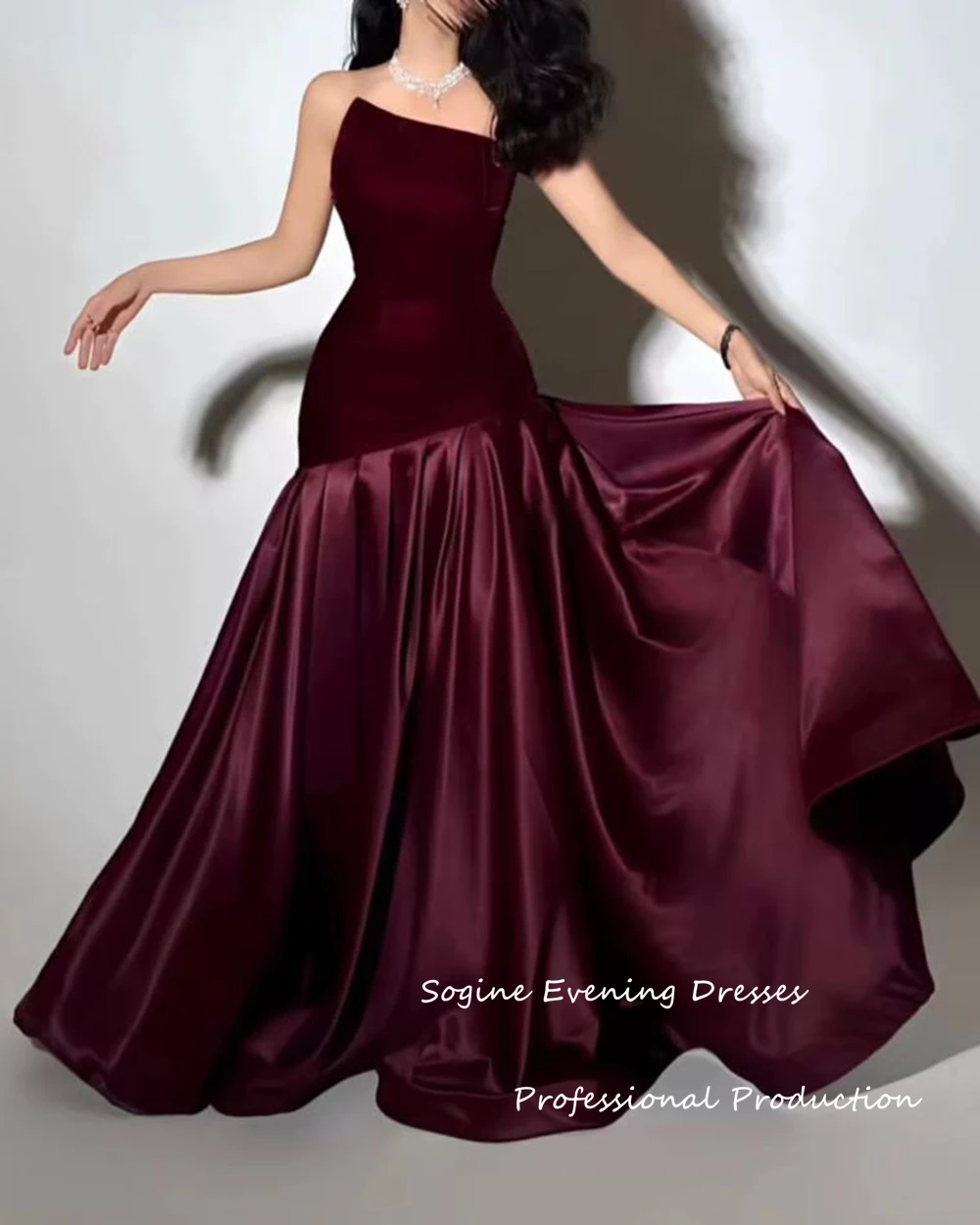 فساتين لحضور الحفلات الموسيقية الطويلة من الساتان المخملي بدون حمالات فساتين سهرة للنساء فساتين رسمية بدون أكمام على شكل حرف a لحفلات الزفاف