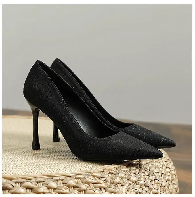 Size 30-44 Pointed Stiletto Heel High Heels Women Pumps Sexy Black Heels