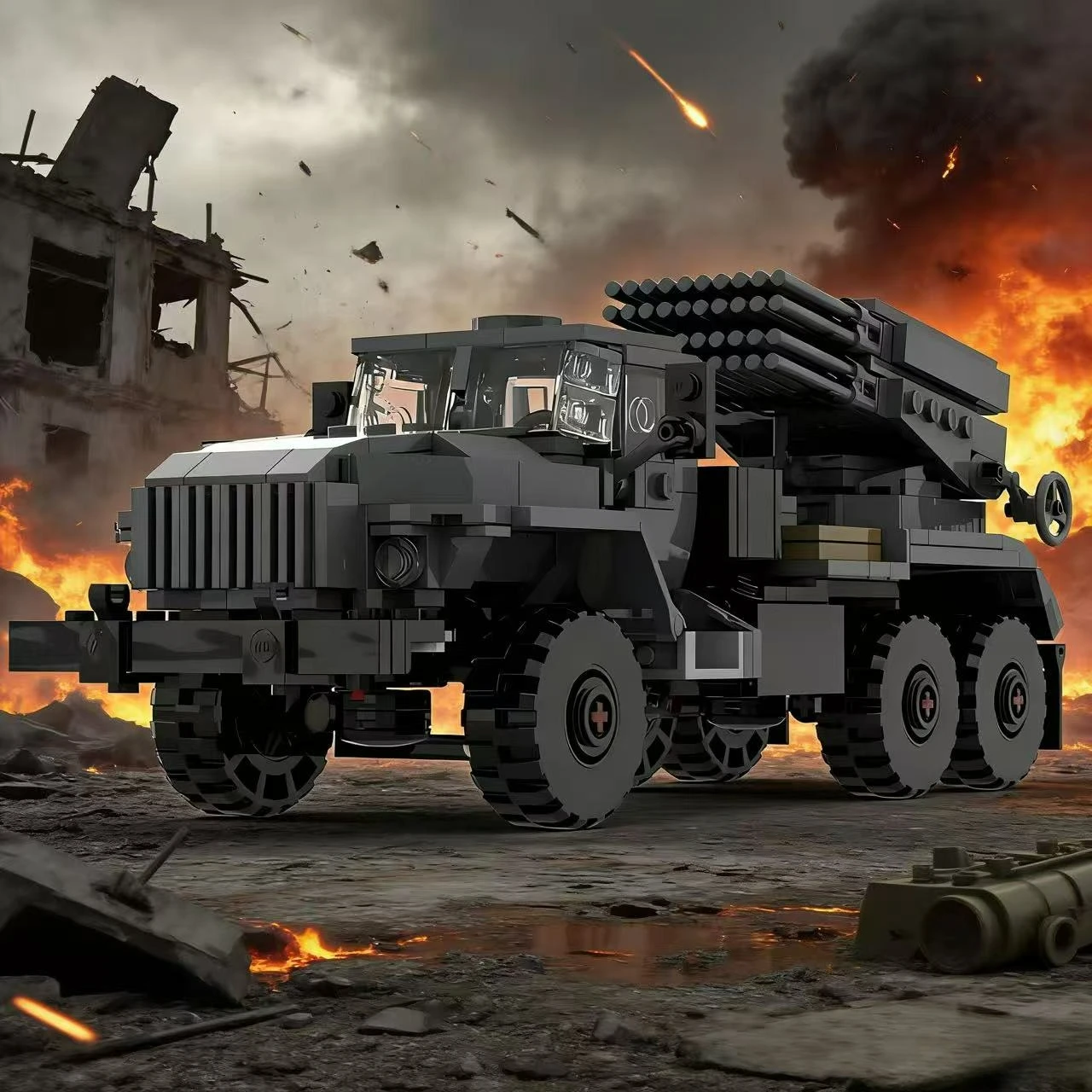 

MOC Military Truck Tornado Cannon Launcher Model Building Blocks Set Desk Ornament Assembly Puzzle Bricks Toys Children Gifts