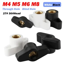 10pcs/lot Black White M4 M5 M6 M8 T Type Butterfly Plastic Head Hand Knob Thumb Nut Hand Adjusting Nut Through Hole Blind Hole