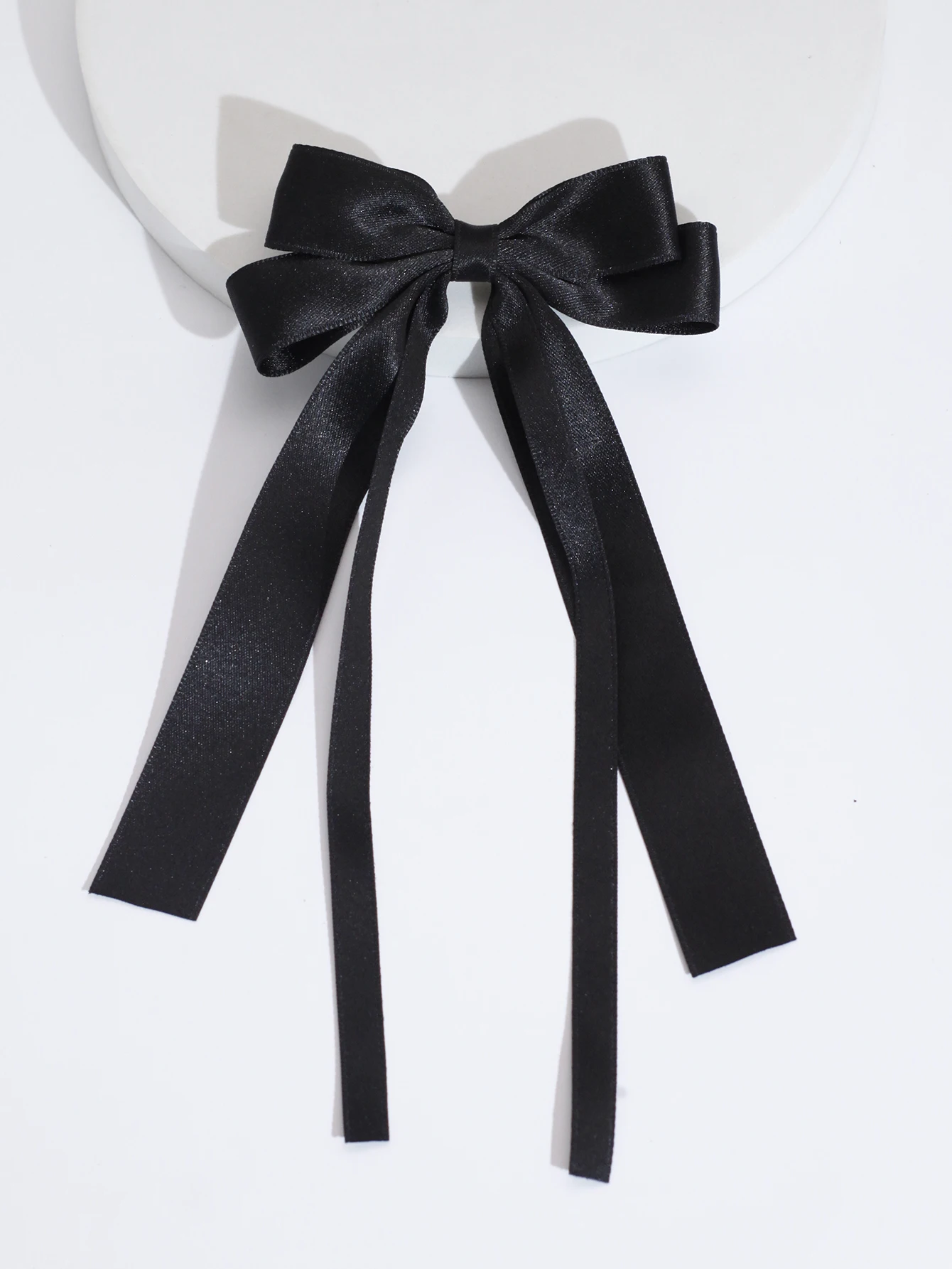 Lystrfac แถบผ้าผูกโบว์สองชั้นแบบคู่ริบบิ้นสีทึบสไตล์เกาหลีสำหรับผู้หญิงหญิงสาวที่หนีบผมมีพู่ยาวมีเครื่องประดับผม