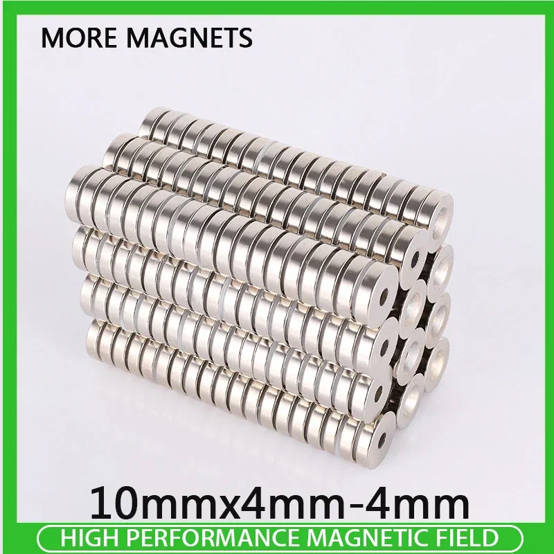 

10~200PCS 10x4-4mm Strong Permanent NdFeB Magnets 10x4mm Hole 4 mm Round Countersunk Neodymium Magnetic Magnet 10*4-4mm