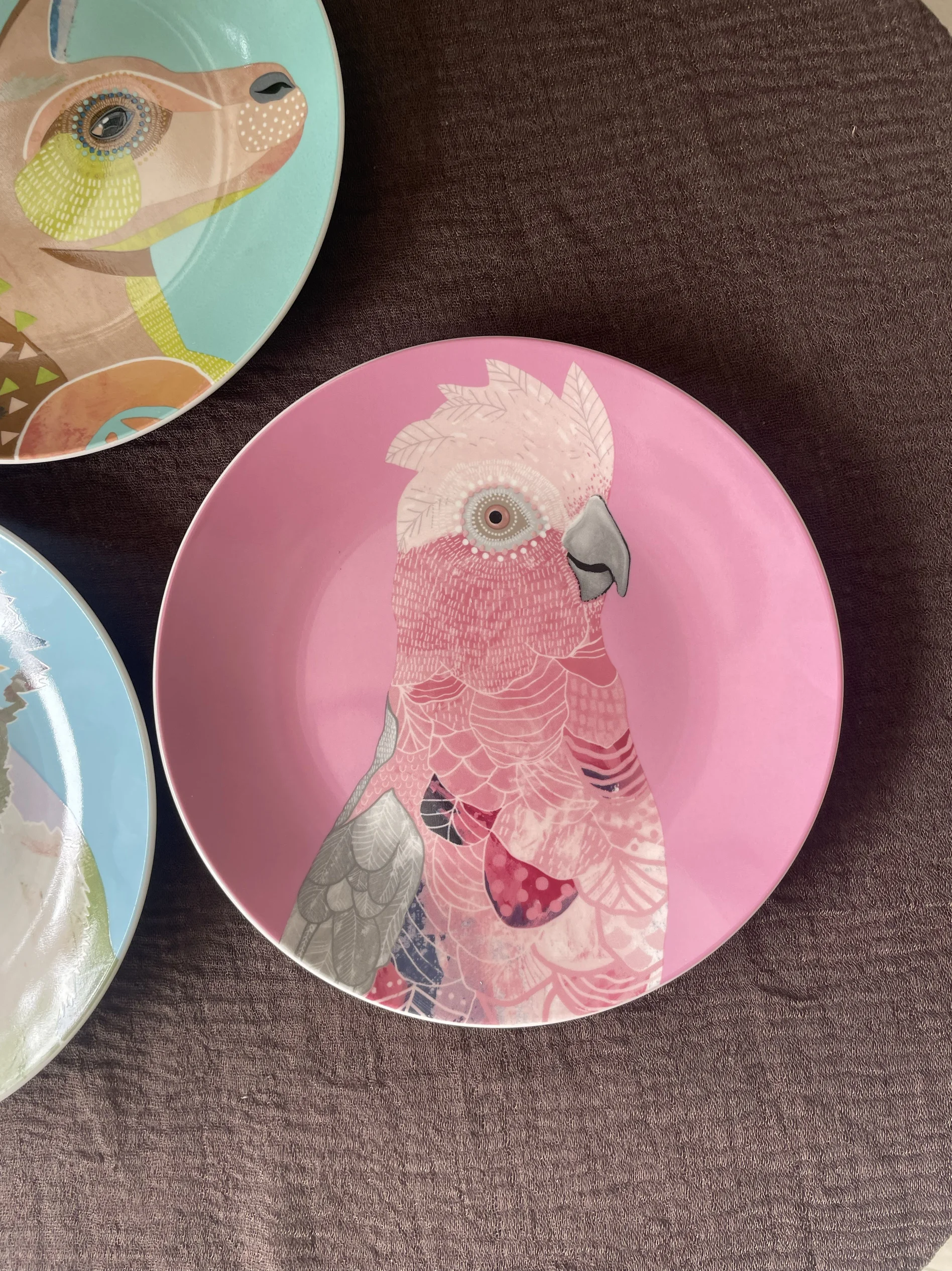 Retro Art Ceramic Dinner Plate Classic American Style Animal Motif Kitchen Diningware Cute Koala African Animal Design