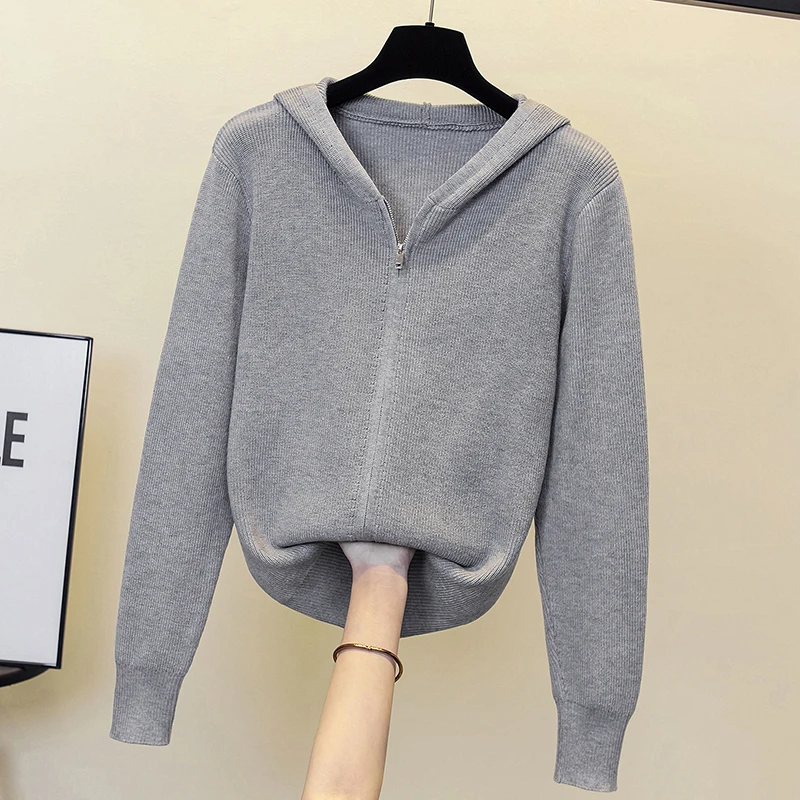 Cardigan Women's Jacket Sweater Knittingl Spring and Autumn Hooded Neck Long Sleeve Small Fragrance Bottom Knit Loose 2023