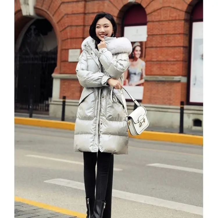 Zimowa moda damska kurtka puchowa wiatroodporna z kapturem wodoodporna kurtka puchowa
