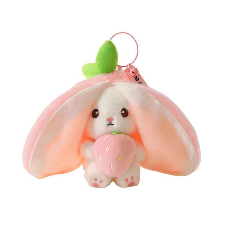 Cute Strawberry Pineapple Durian Rabbit Plush Toy Stuffed Creative Into Fruit Transform Bunny Doll for Car Pendant
