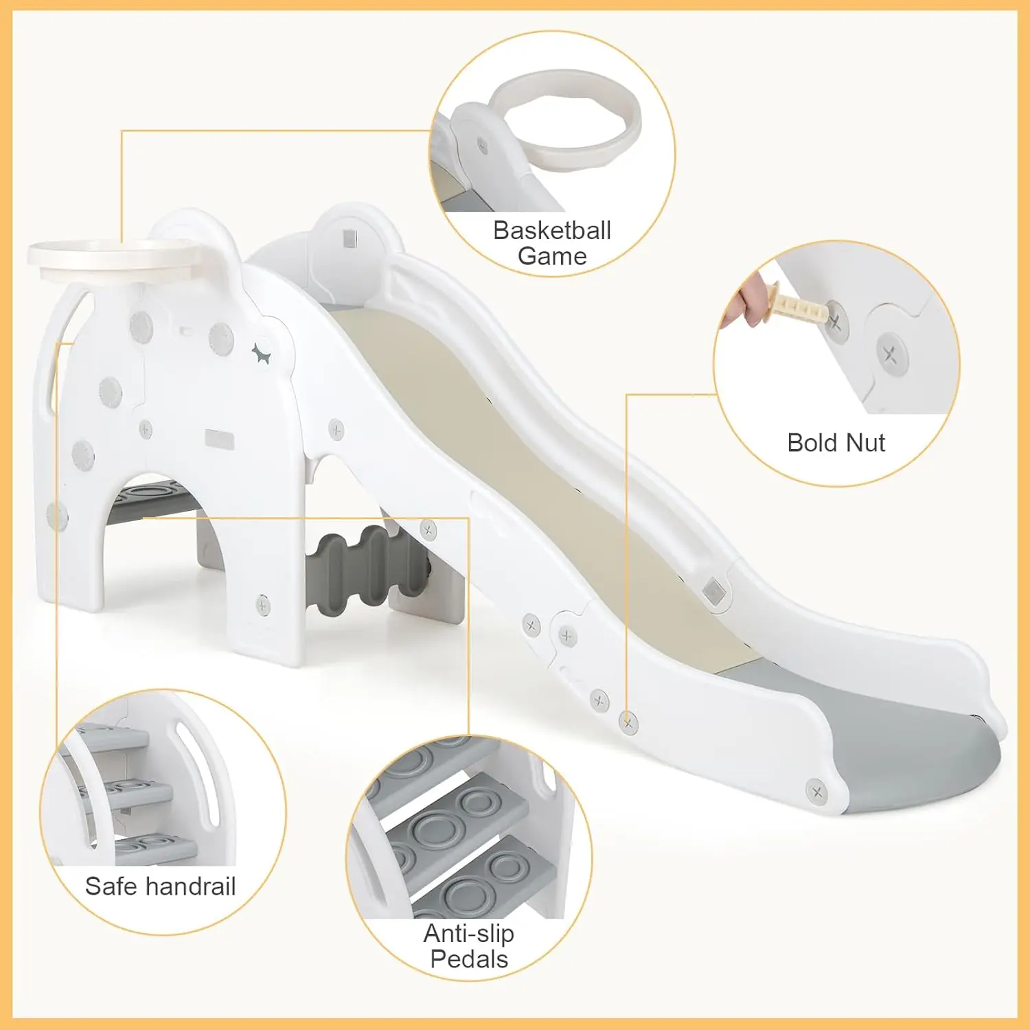 Glissière Ondulée pour Tout-Petit, 4 en 1, Glissière Intérieure pour Enfants, Charge Maximale de 330lb pour 18 Mois et Plus, Ballon de Basket-Ball, Escalade Extérieure