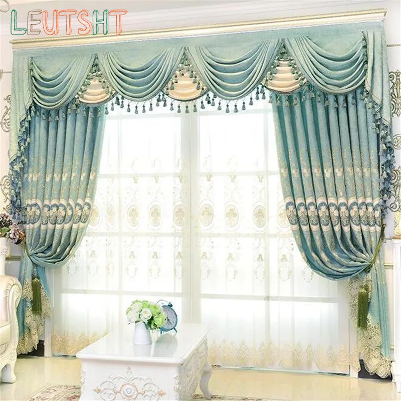 

European and American Style Rose Embroidery Fabric Thickened Chenille Jacquard Base Fabric To Decorate Living Room Curtains