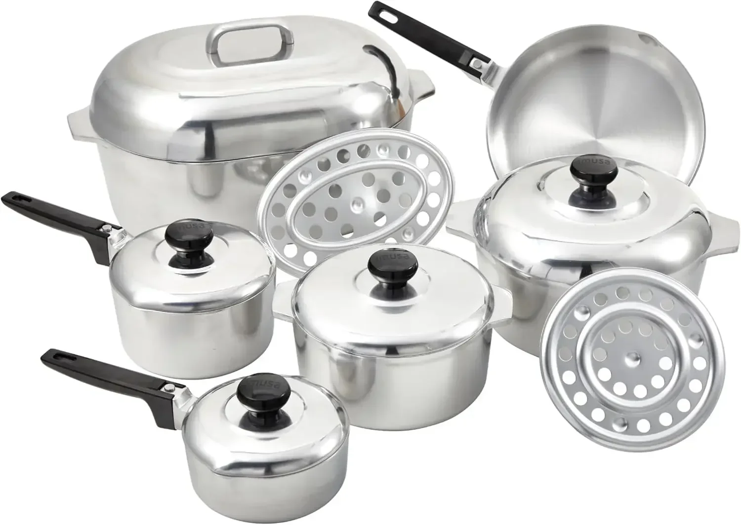 USA Heavy Duty 13-Piece Cast Aluminum Cajun Cookware Set, Silver