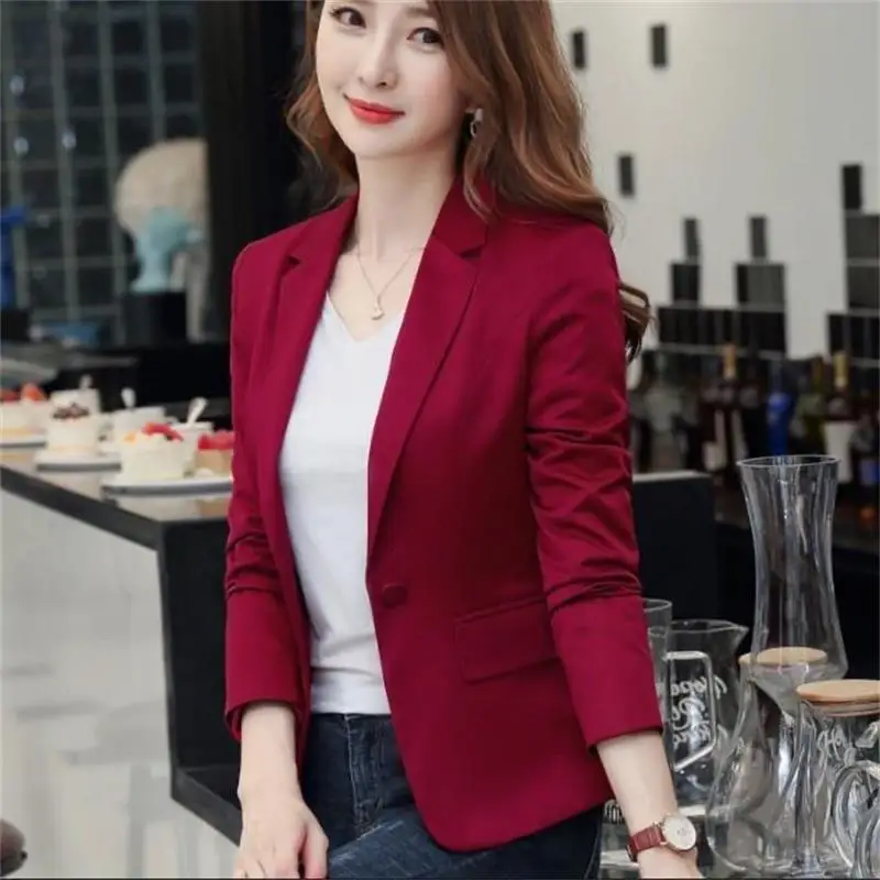 Women Blazer 2024 Formal Blazers Lady Office Single Button Pockets Jackets Coat Slim Black Women Blazer Suit Femme Tops Jackets