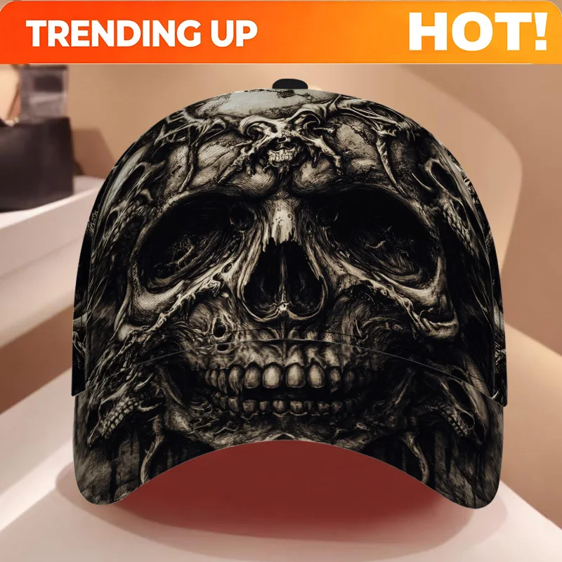 1pc of a Baseball Cap Featuring a Skull Design with Detailed Prints - a Casual Duckbill Hat That Is Adjustable, Perfect for Dail