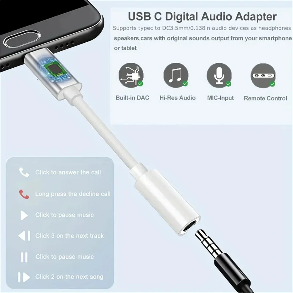Type C To 3.5mm Aux Adapter USB TypeC to 3.5mm AUX Jack Audio Cable Earphone Cable Converter For iPhone 15 Samsung Xiaomi Huawei image 4