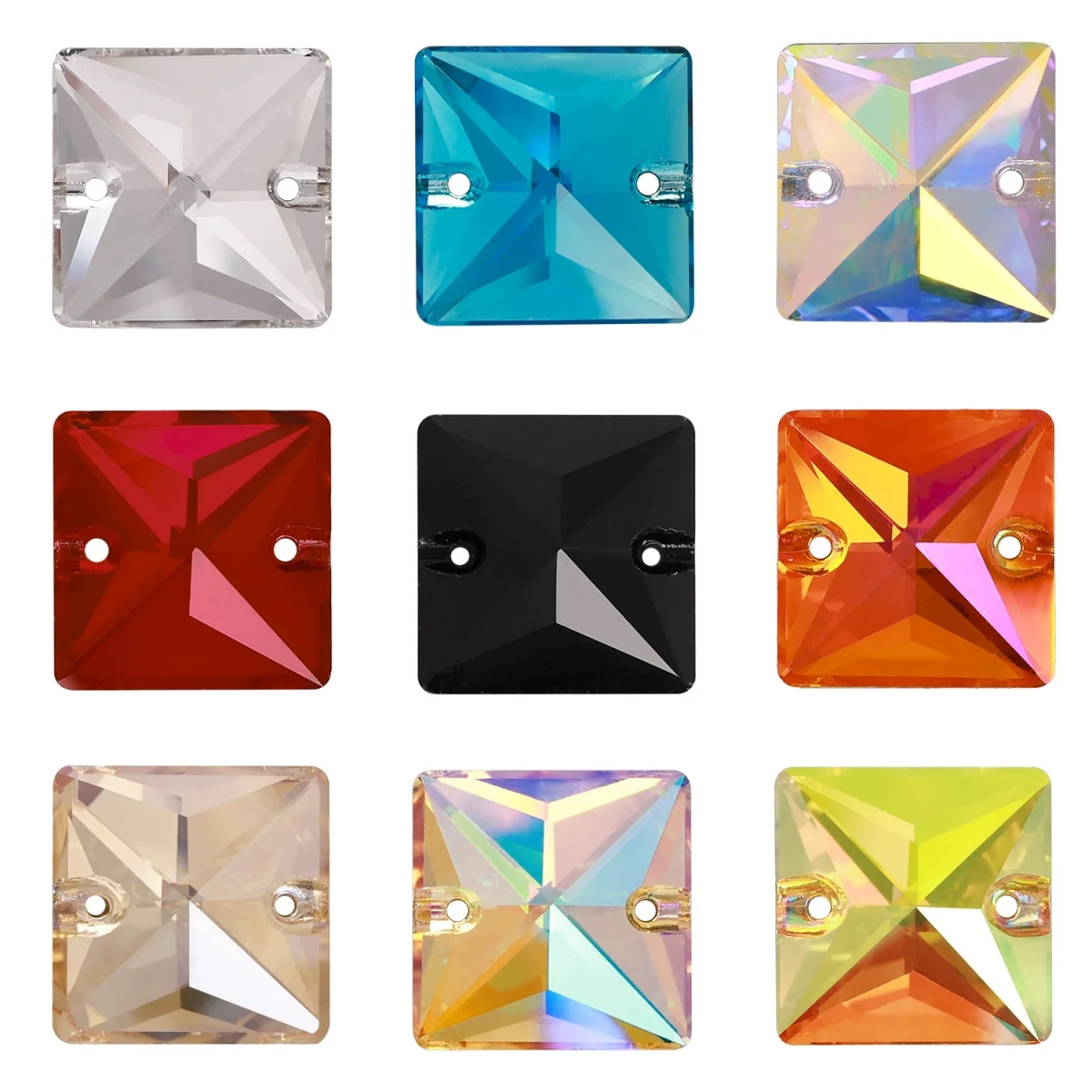 10-22mm Square High Quality Shape Sew On Stones Glass Sewing Rhinestones AAAAA Crystal Sew Crystal For Jewelry Dress Clothes