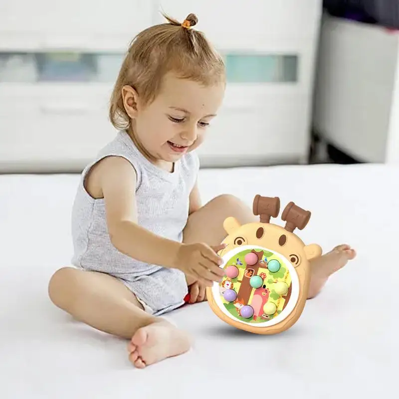 Mole Hammering Game for Kids Hammer Game Whacking Toy Cartoon Giraffe Interactive Games with 2 Hammers Educational Toys for Boys