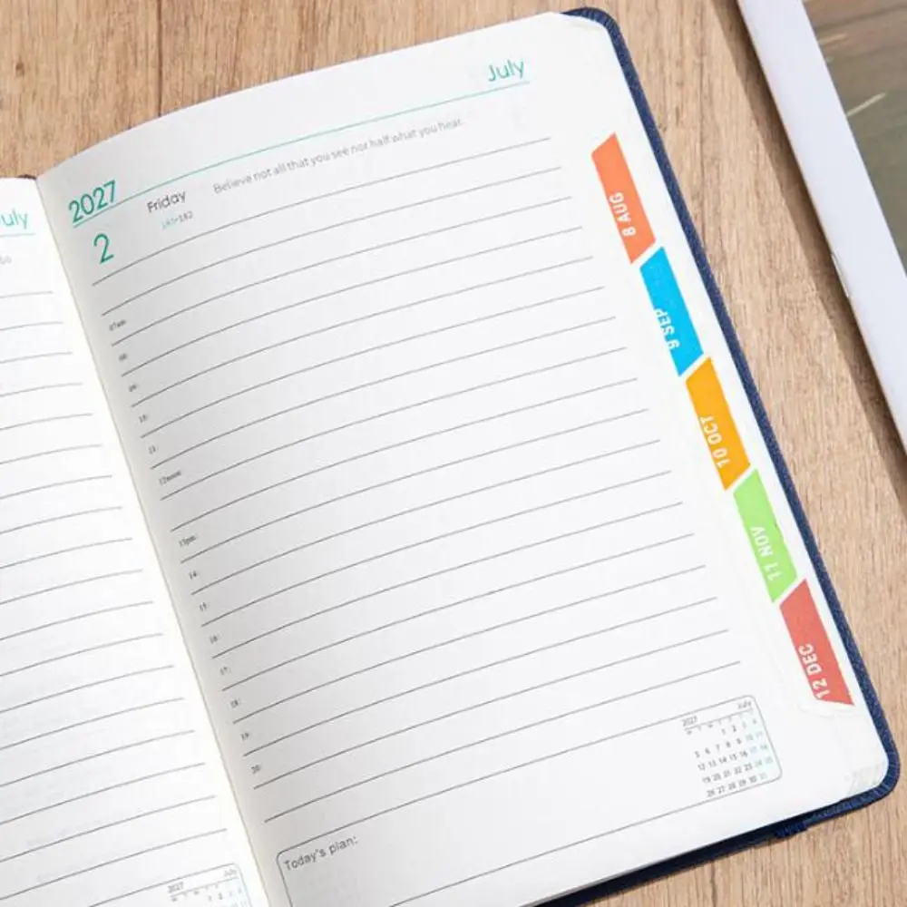 English 2027 Schedule Planner Notepad 12 Months Efficiency A5 Agenda Planning Notebook Simple Portable Diary Writing Pads