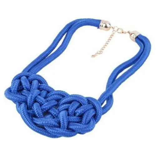 New Model Hand Woven Rope Bright Blue Color Necklace Fashion 2016 Jewelry