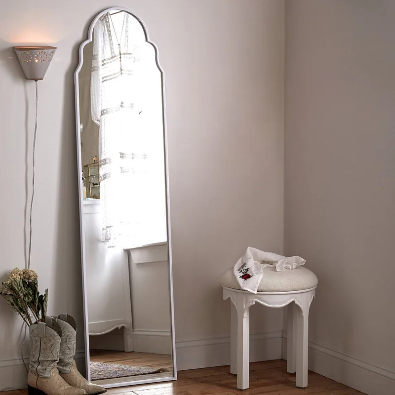 Simple full-body full-length mirror special-shaped retro carved home bedroom cloakroom wall-mounted fitting floor-to-ceiling mir