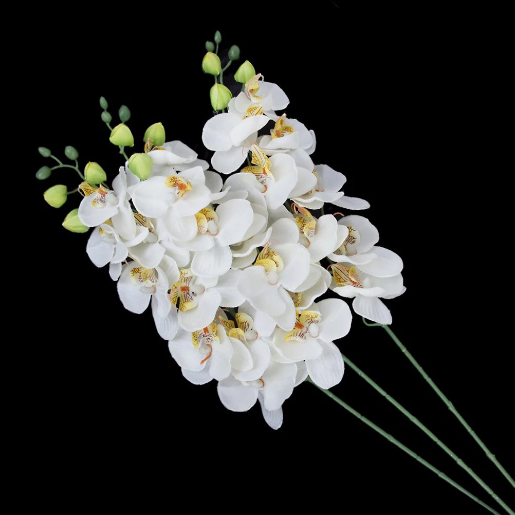 

2 Pcs Artificial Orchid Flowers Lifelike Wedding Decoration Cloth Plastic Wedding Decoration Flower Phalaenopsis Arrangement