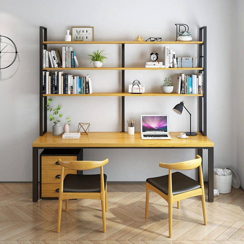 Nordic solid wood desk LOFT desk bookshelf integrated writing computer