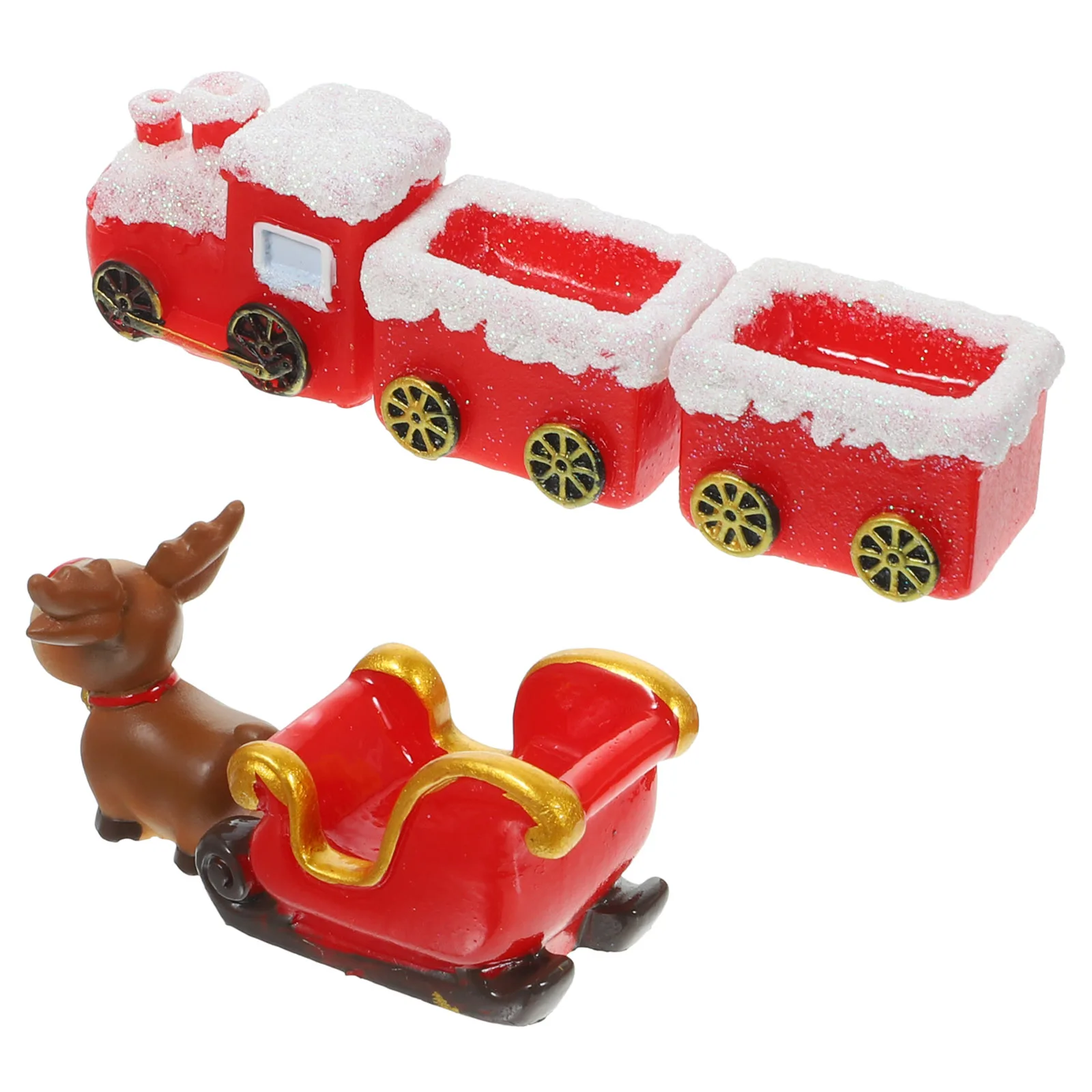 

1 set 1 Set Christmas Miniatures Deer Sleigh Resin Micro Landscape Decor Accessories Figurines Ornament Sets