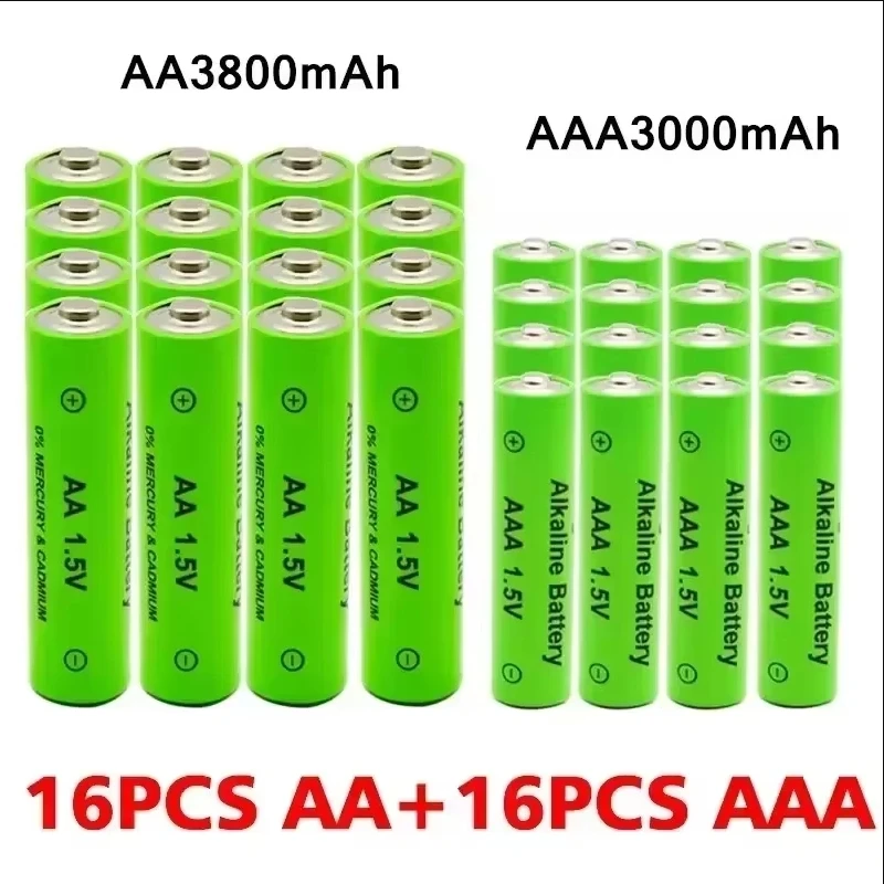 AA + AAA Rechargeable AA 1.5V 3800mAh / 1.5V AAA 3000mah Alkaline Battery Flashlight Toys Watch MP3 Player Replace Ni-Mh Battery