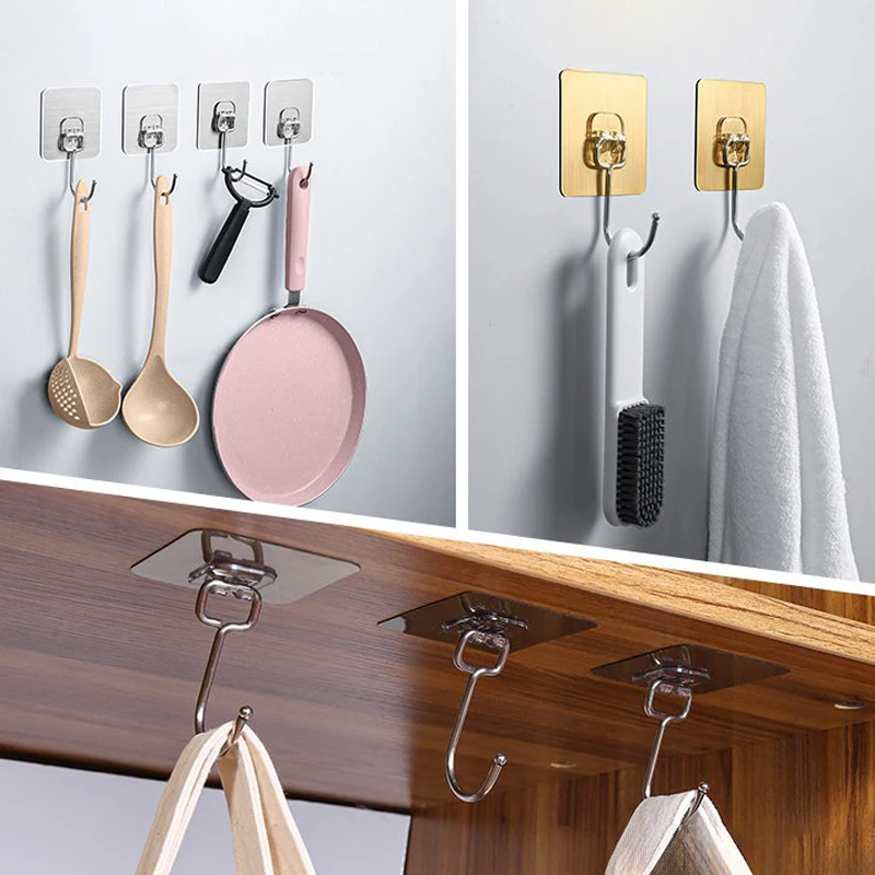 10 Pcs Hooks Transparent Strong Self Adhesive Door Wall Hangers Hooks Suction Heavy Load Rack Cup Sucker For Kitchen Bathroom