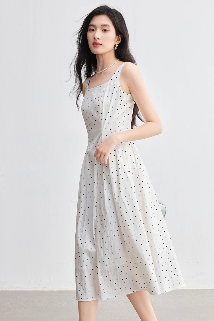 

SENTUBILA Polka Dot Halter Dress for Women Summer 2025 New Arrival Square Tight Waist Slimming Printed Women's Dresses Q52LI2162