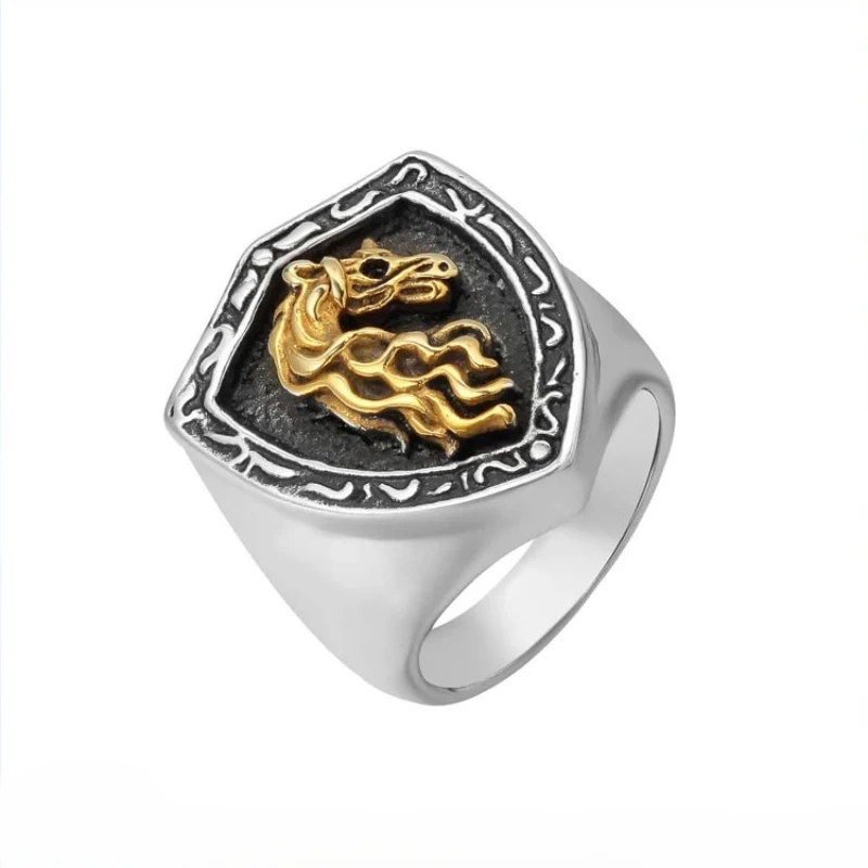 

CHUANGCHENG Retro Men's Stainless Steel Unicorn Man Rings Size 7-12 Jewelry